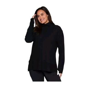 RBX Plus Studio Jacquard Mock Neck Pullover Sweatshirt Black NWT, Women's XXL